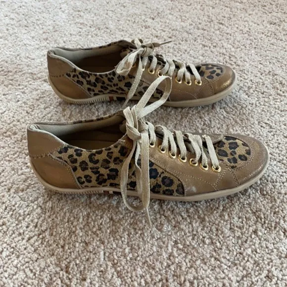 Leopard Print Mixed Media Stiletto Sneakers EU 37