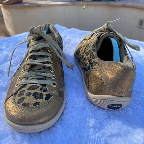 Leopard Print Mixed Media Stiletto Sneakers EU 37