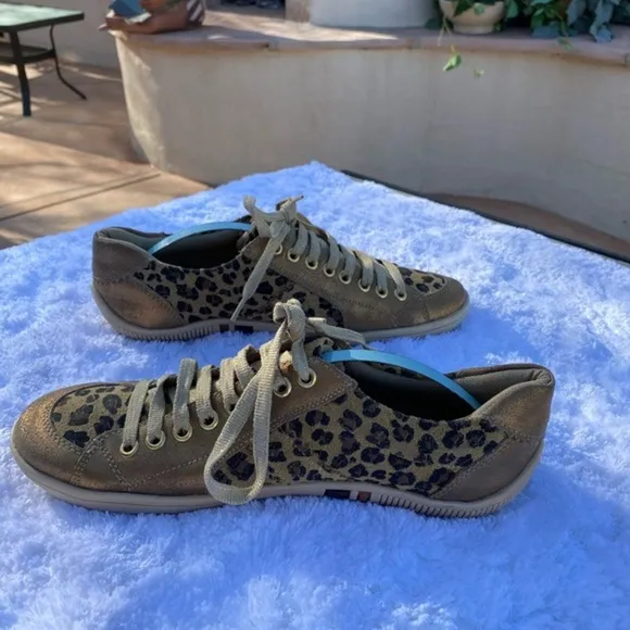 Leopard Print Mixed Media Stiletto Sneakers EU 37