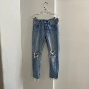 Levis 501 Slim Taper Button Fly Distress Jeans Size 25 X 28