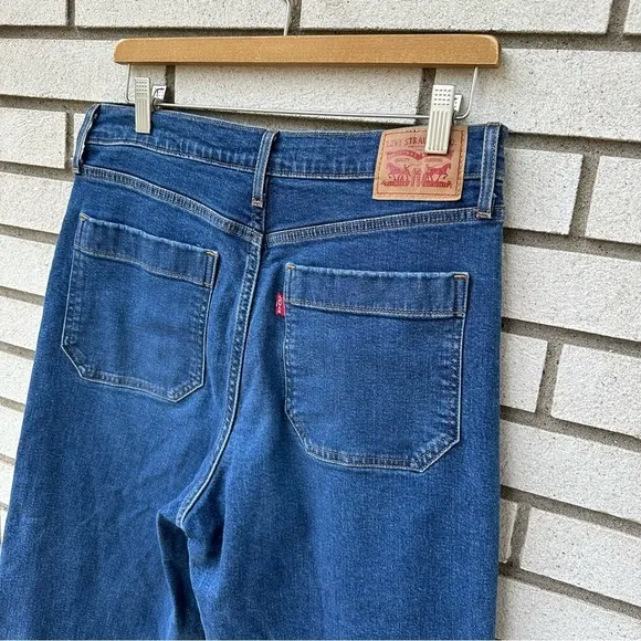 Levi’s Mile High Cropped Wide Leg Jeans Sun Devil Heat Dark Wash Button Fly