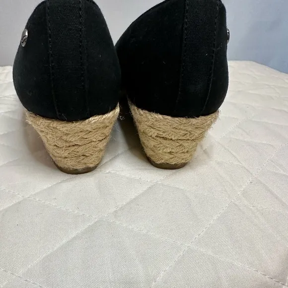Life Stripe Soft System Womens Espadrilles Wedge Heels Peep Toe Shoes Sandals 8