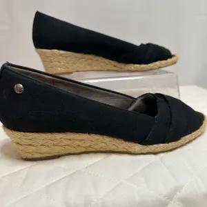 Life Stripe Soft System Womens Espadrilles Wedge Heels Peep Toe Shoes Sandals 8