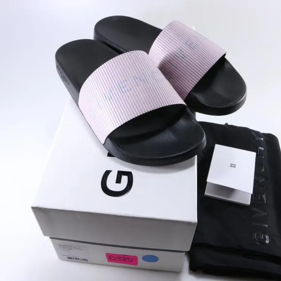 Light Pink Stripe Classic Pool Slides slide sandals D385