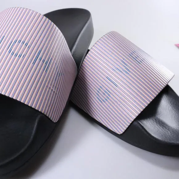 Light Pink Stripe Classic Pool Slides slide sandals D385