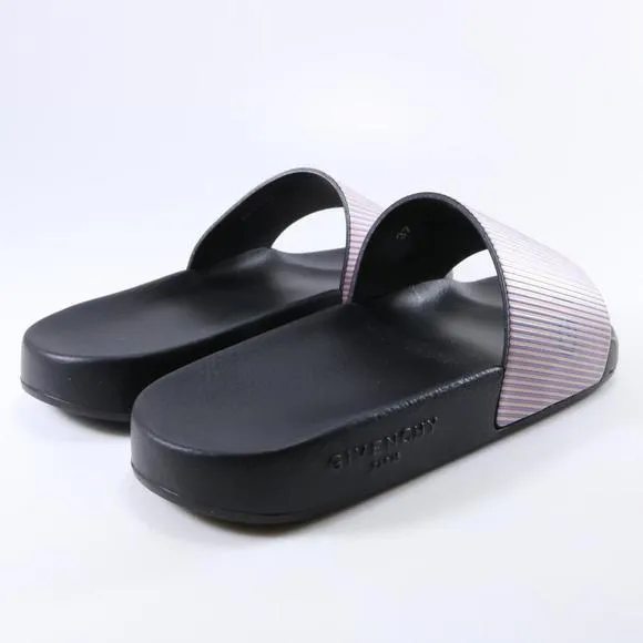Light Pink Stripe Classic Pool Slides slide sandals D385