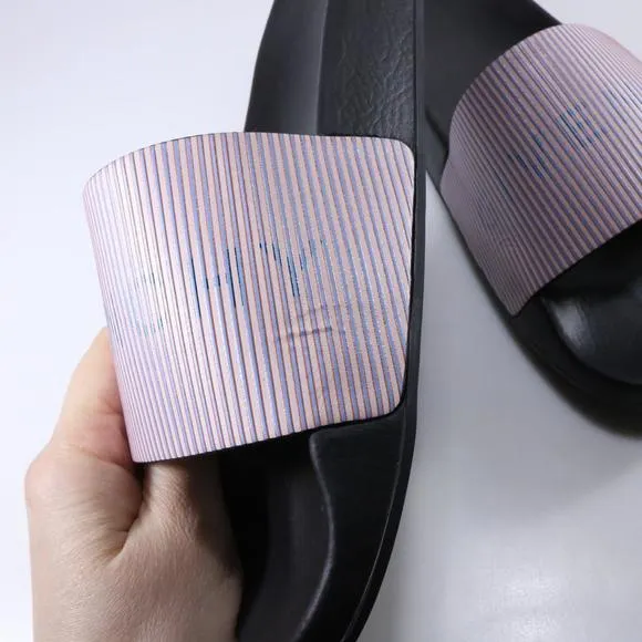 Light Pink Stripe Classic Pool Slides slide sandals D385
