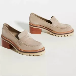 Like New Anthropologie Bernardo Leather Selma Heeled Loafers Size 8 Retail $228