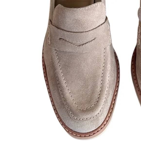Like New Anthropologie Bernardo Leather Selma Heeled Loafers Size 8 Retail $228