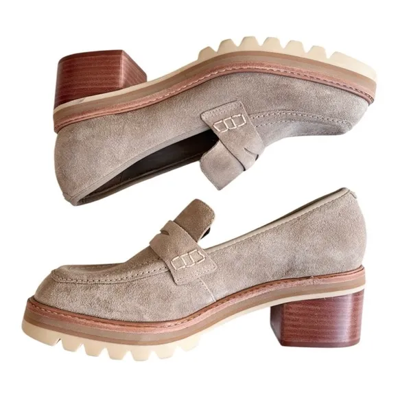 Like New Anthropologie Bernardo Leather Selma Heeled Loafers Size 8 Retail $228