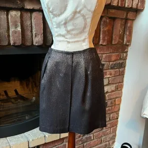 ***LIKE NEW*** VINCE black silver metallic cocktail mini skirt‎