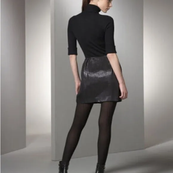 ***LIKE NEW*** VINCE black silver metallic cocktail mini skirt‎