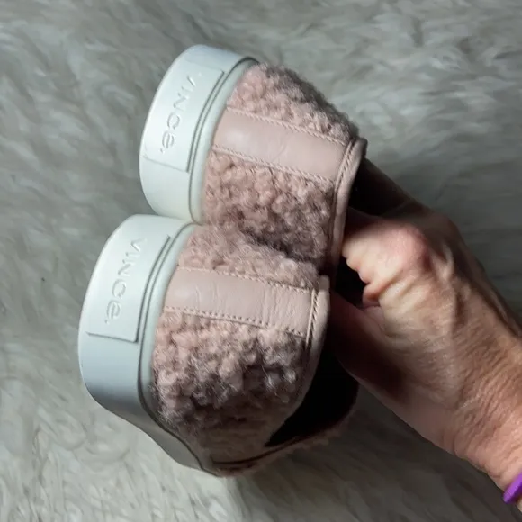 Like new Vince Blair Pink Faux Shearling Slip on Sneaker