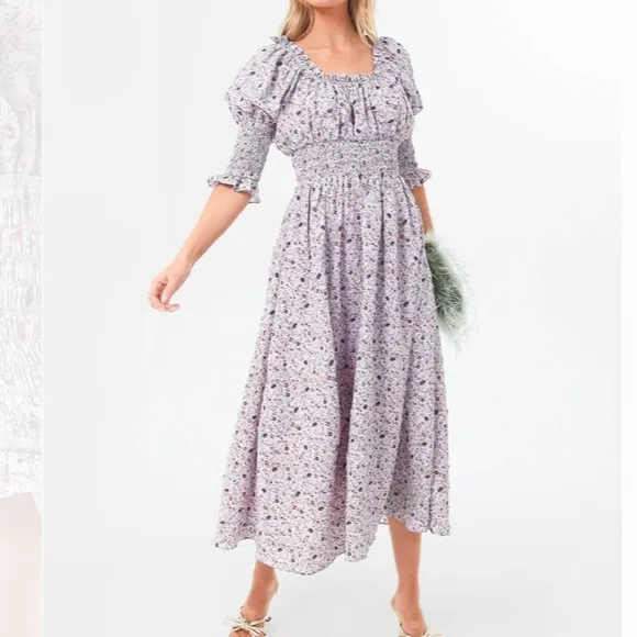 Lilac Ruched Neck Cali Midi DressHYACINTH HOUSE