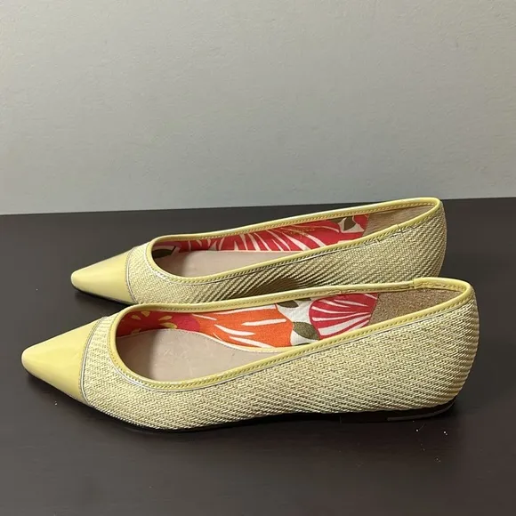 Lilly Pulitzer Via Palm Beach Ballet Flats Womens Pointed Toe Cream Size 7 M NEW