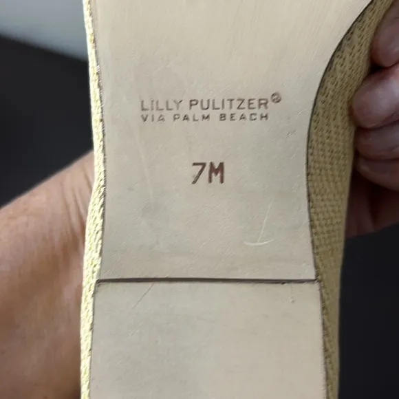 Lilly Pulitzer Via Palm Beach Ballet Flats Womens Pointed Toe Cream Size 7 M NEW