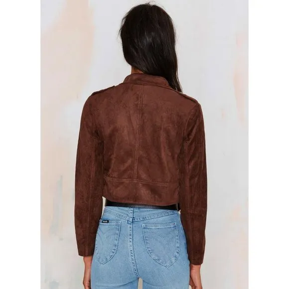 Lioness Janis Joplin Moto Jacket - Size Small - Brown Suede