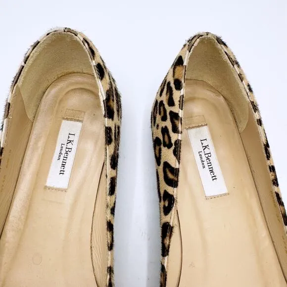 LK Bennett Elin Leopard Print Calf Hair Flats