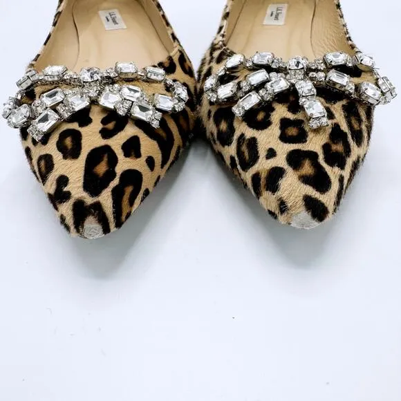 LK Bennett Elin Leopard Print Calf Hair Flats