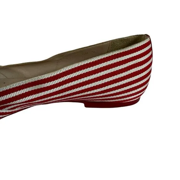LK Bennett Savannah Red and White Stripe Flats
