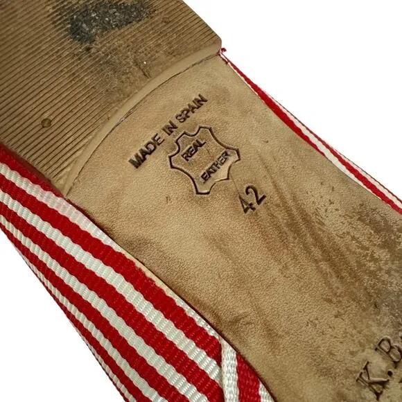 LK Bennett Savannah Red and White Stripe Flats