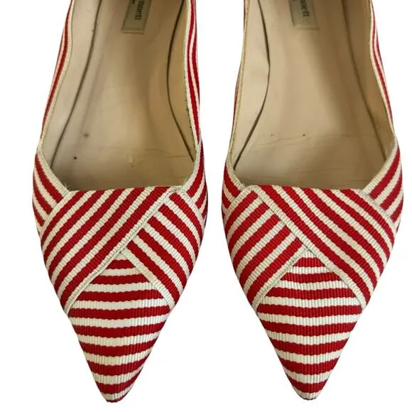 LK Bennett Savannah Red and White Stripe Flats