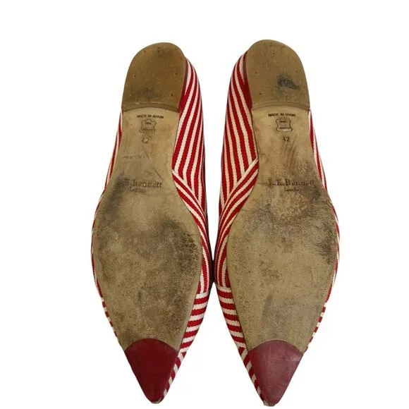 LK Bennett Savannah Red and White Stripe Flats