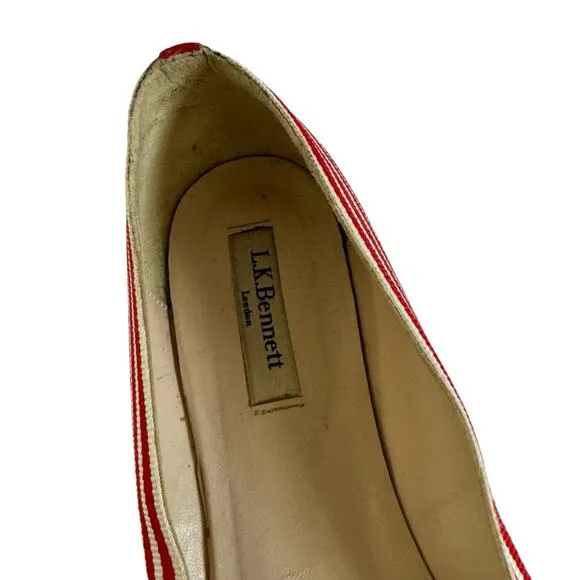 LK Bennett Savannah Red and White Stripe Flats
