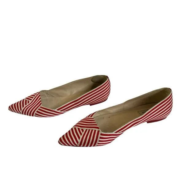 LK Bennett Savannah Red and White Stripe Flats