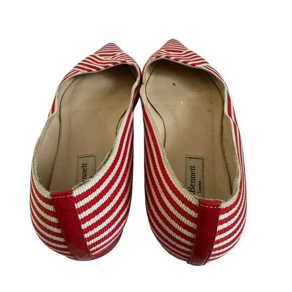 LK Bennett Savannah Red and White Stripe Flats