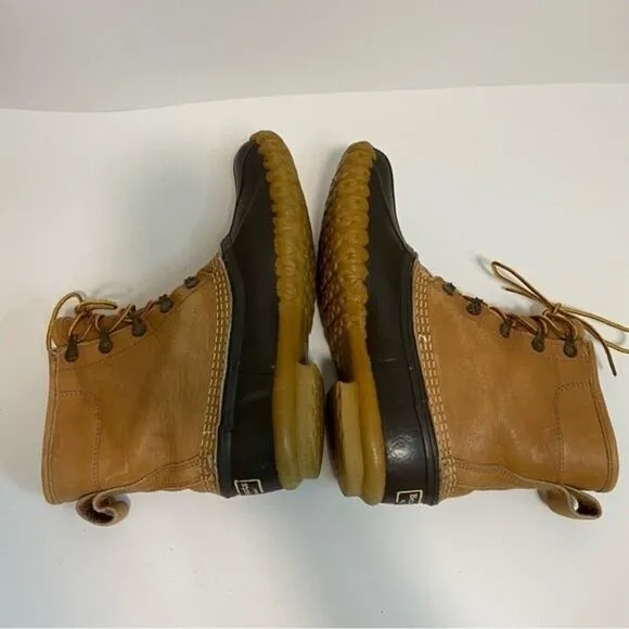 LL Bean Bean Boots Leather Waterproof Duck Brown Tan Size 9
