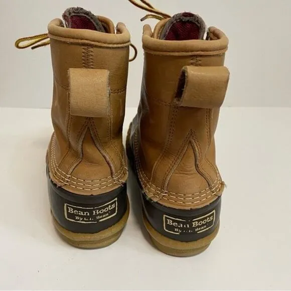 LL Bean Bean Boots Leather Waterproof Duck Brown Tan Size 9