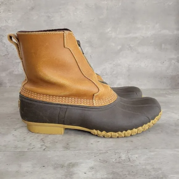 LL Bean Boots Mens Size 10 Sherpa Lined Front Zip Duck Boots USA