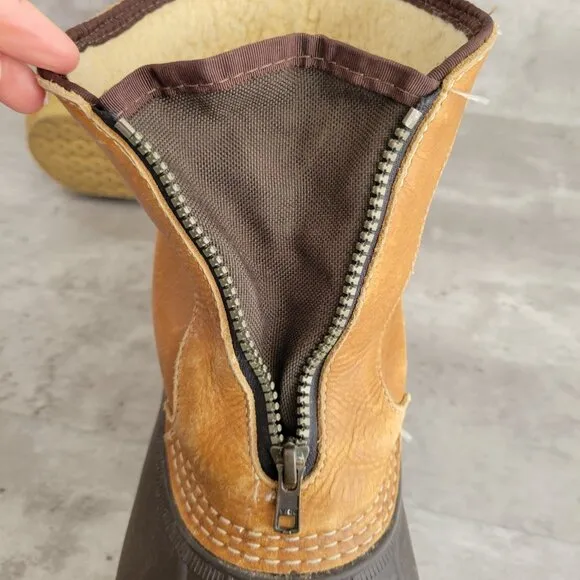 LL Bean Boots Mens Size 10 Sherpa Lined Front Zip Duck Boots USA