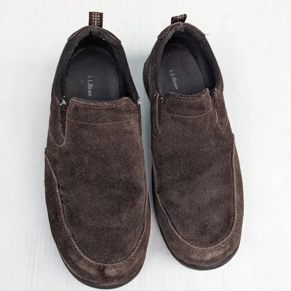 L.L. BEAN men's brown suede slip-on loafers sneakers