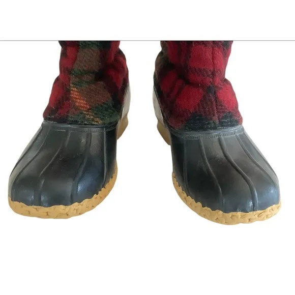 L.L. Bean Wool Plaid Sherpa Lined Duck Boots Size 6M