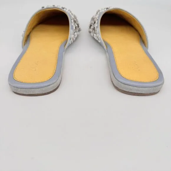 LLANI Keough Flats Loafers Women's EU 40 Slides Hand Embellished Beaded Blue
