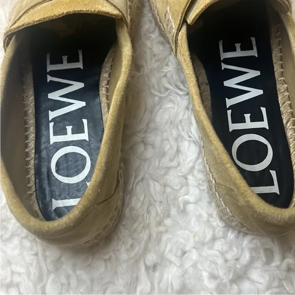 Loewe camel suede leather loafers