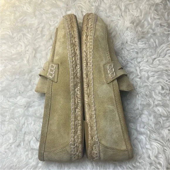 Loewe camel suede leather loafers
