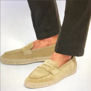 Loewe camel suede leather loafers