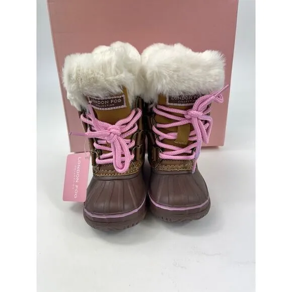 London Fog Collection Baby Girl Faux‎ Fur Lined Boots Size 5 M