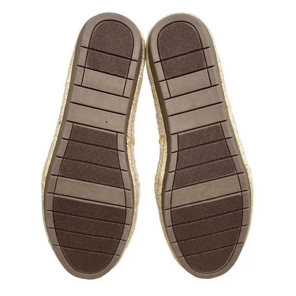 London Fog LALA Espadrilles Shoes Cream Lace Pattern Slip On Cushioned Women 9M‎