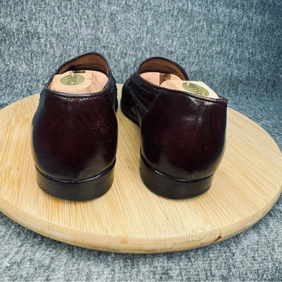 Lorenzo Banfi Mens Woven Tasseled Loafers Size 8 Mahogany Leather Made in Italy