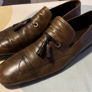 Louis Vuitton Brown Leather Loafers with Tassels