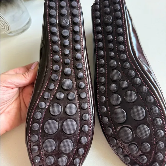 Louis Vuitton Burgundy Flats with Gold Logo Embellishment
