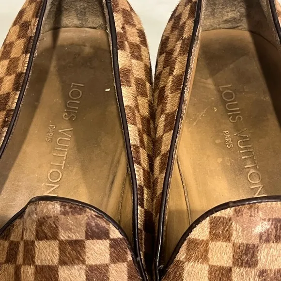 Louis VuittonCalf Hair Plaid Print Loafers