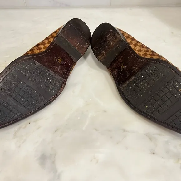 Louis VuittonCalf Hair Plaid Print Loafers