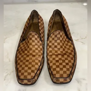 Louis VuittonCalf Hair Plaid Print Loafers