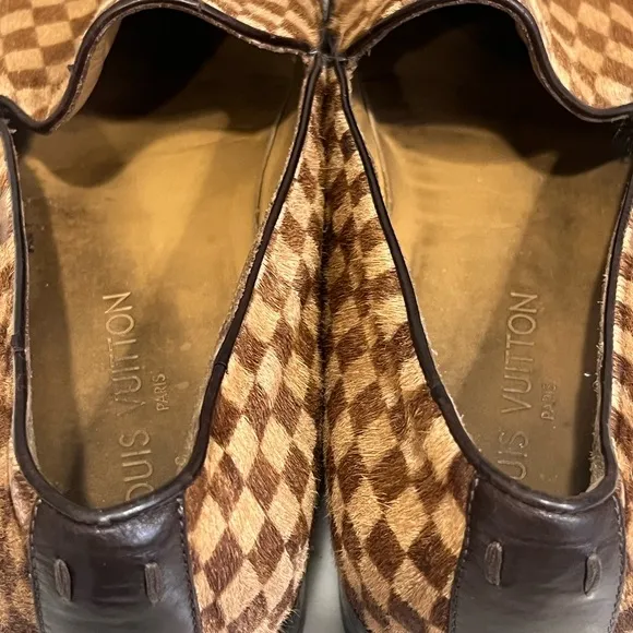 Louis VuittonCalf Hair Plaid Print Loafers