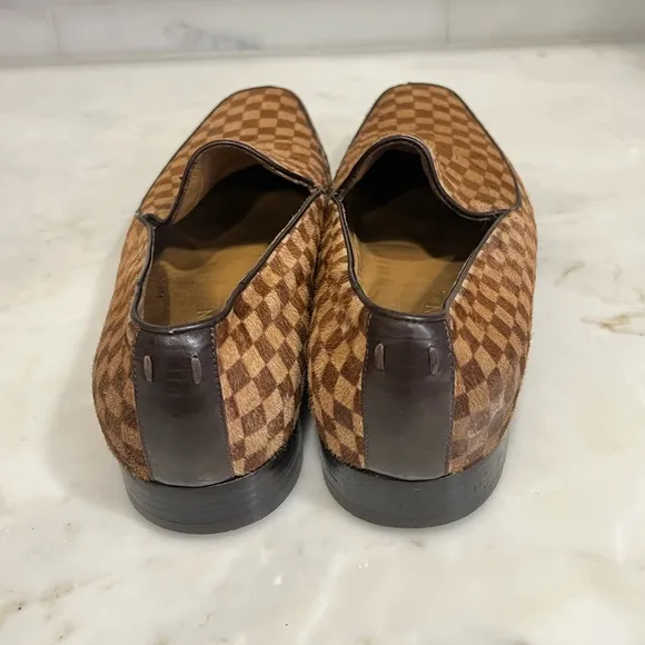 Louis VuittonCalf Hair Plaid Print Loafers